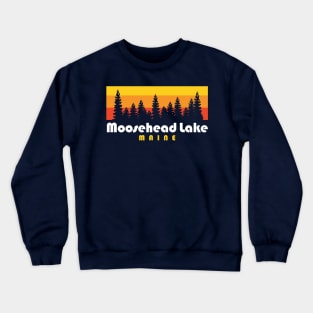 Moosehead Lake Maine Retro Sunset Crewneck Sweatshirt